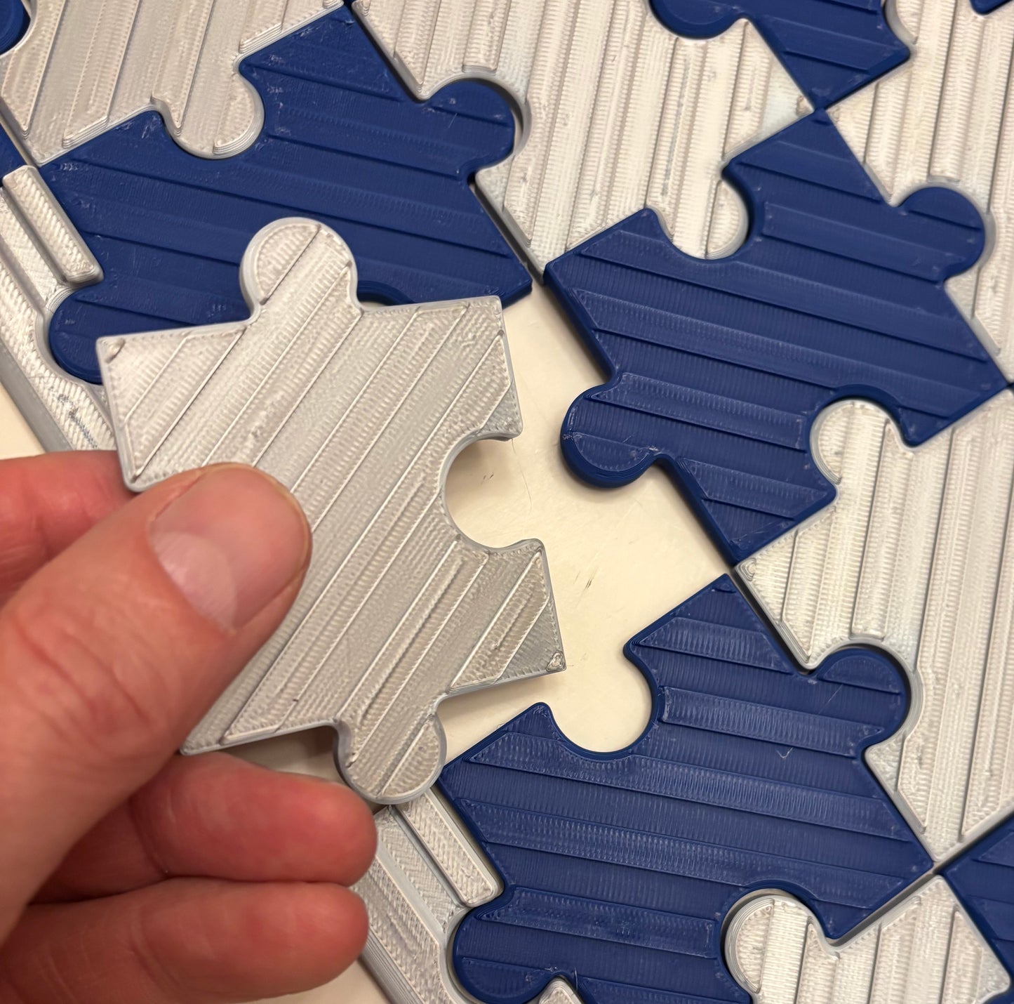 Navy and Silver Puzzle Chess Set (Large 3D Print) Great Gift for Columbia College Fans