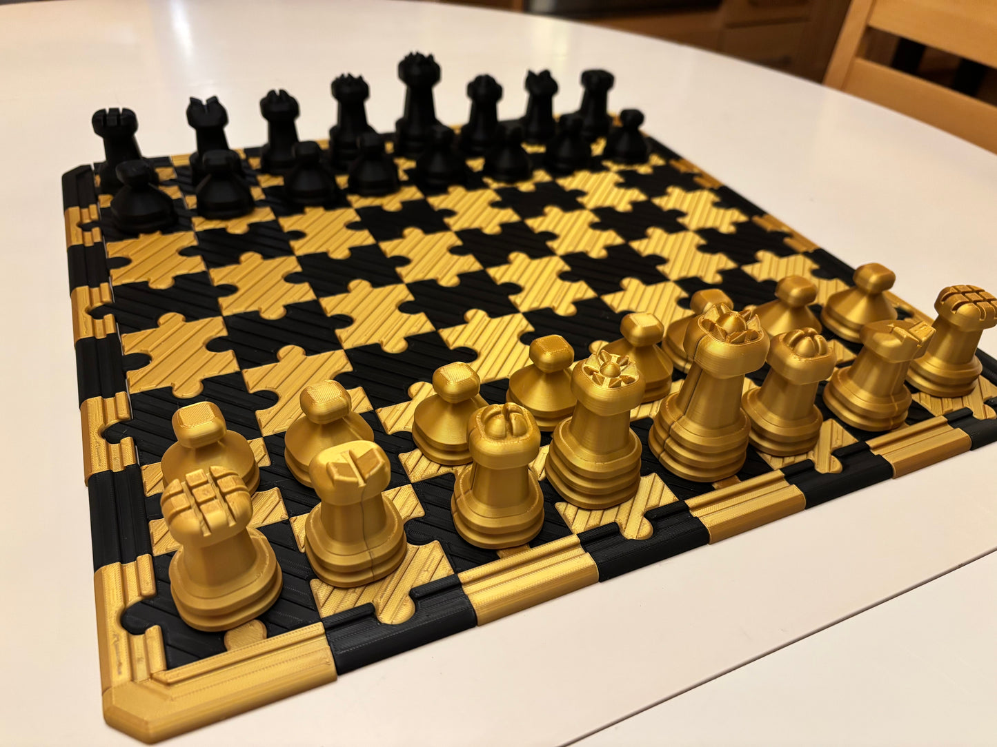 Black and Gold Puzzle Chess Set (Large 3D Print) Great Gift for University of Missouri Fans