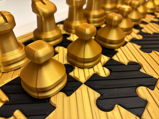Black and Gold Puzzle Chess Set (Large 3D Print) Great Gift for University of Missouri Fans