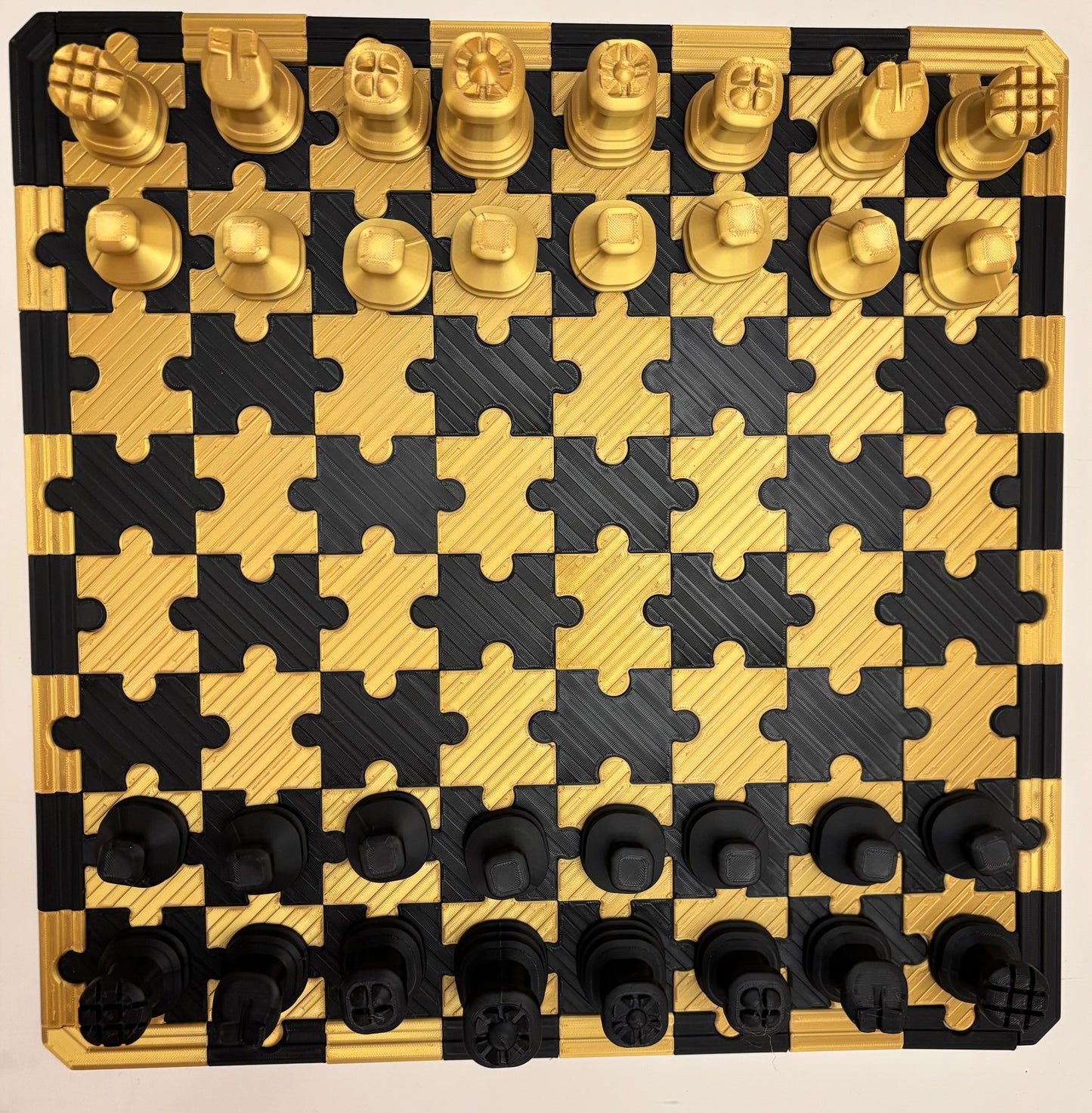 Black and Gold Puzzle Chess Set (Large 3D Print) Great Gift for University of Missouri Fans
